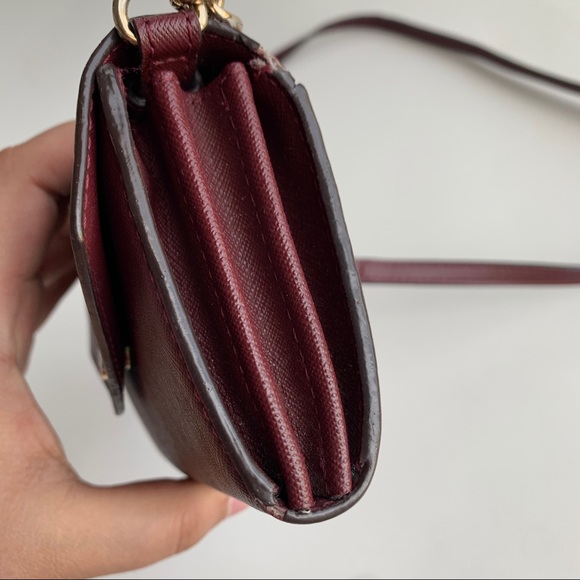Michael Kors Collection Saffiano Crossbody Wallet Bag Burgundy Red - Picture 7 of 9